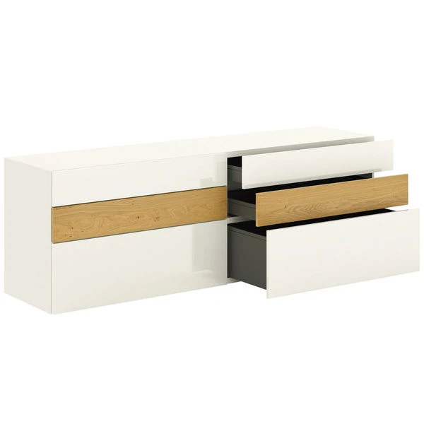 Now! Vision By Hülsta Sideboard 4R 6 Schubladen 70,4x211,3x52 - Lack-weiß/Natureiche/Hochglanz 4 Now! Vision By Hülsta Sideboard 4R 6 Schubladen 70,4x211,3x52 - Lack-weiß/Natureiche/Hochglanz – Bild 2