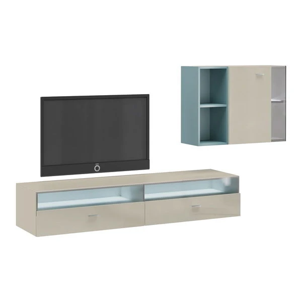 Now! No.14 By Hülsta Kombination 10 147x280x52 Lack-seidengrau/Lack-Hochglanz-seidengrau