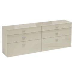 Now! No.14 By Hülsta Sideboard 4R 6 Schubladen 76,8x175x42 - Lack-seidengrau/Hochglanz-seidengrau