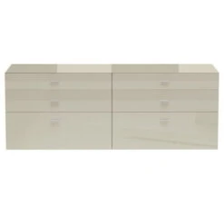 Now! No.14 By Hülsta Sideboard 4R 6 Schubladen 76,8x210x42 - Lack-seidengrau/Hochglanz-seidengrau