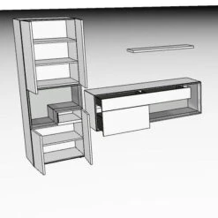 Hülsta Tetrim Wohnwand 1 - Lack-Ausführung Vitrine, Sideboard & Wandbord -Hülsta 980003
