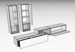 Hülsta Tetrim Wohnwand 3 - Lack & Natureiche Lowboard-Kombi & 2 Hängeelemente -Hülsta 980005