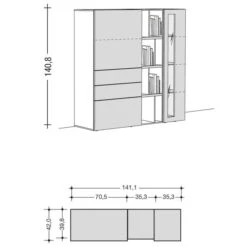 Now! Vision By Hülsta Kombination 10 140x141x42 Lack-weiß/Lack-Hochglanz-grau/Lack-Hochglanz-weiß 6 Now! Vision By Hülsta Kombination 10 140x141x42 Lack-weiß/Lack-Hochglanz-grau/Lack-Hochglanz-weiß -Hülsta 980011 strichzeichnung 3