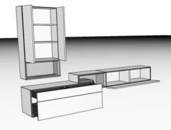 Hülsta Tetrim Wohnwand 7 - Lack & Kernnussbaum Lowboards & Hängeelement -Hülsta 980014