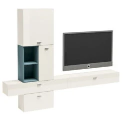 Now! No.14 By Hülsta Kombination 11 219x280x34 Lack-weiß/Lack-taubenblau/Lack-Hochglanz-weiß