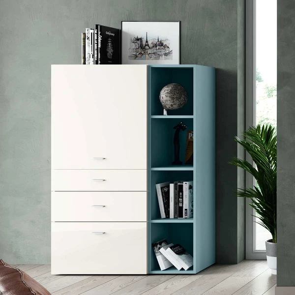 Now! No.14 By Hülsta Kombination 13 155x105x42 Lack-weiß/taubenblau/Hochglanz-weiß 3 Now! No.14 By Hülsta Kombination 13 155x105x42 Lack-weiß/taubenblau/Hochglanz-weiß