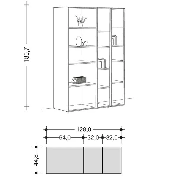 Now! By Hülsta Easy Regal Reinweiß 180x128x44 3-teilig 4 Now! By Hülsta Easy Regal Reinweiß 180x128x44 3-teilig – Bild 2