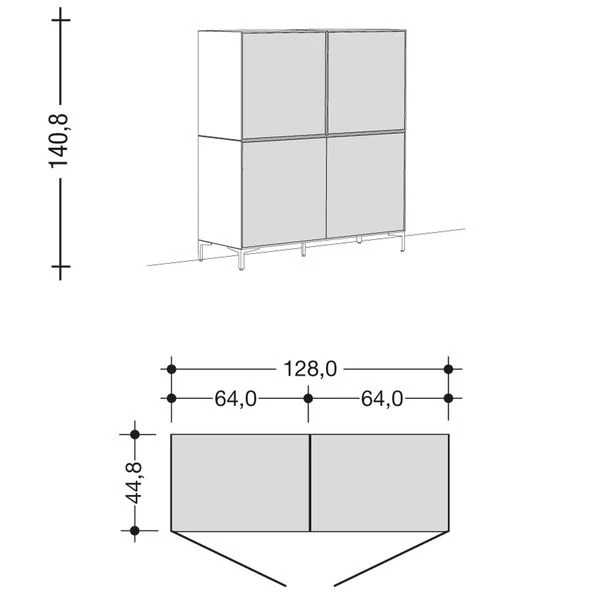 Now! By Hülsta Easy Sideboard Reinweiß 140x128x44 3-teilig 4 Now! By Hülsta Easy Sideboard Reinweiß 140x128x44 3-teilig – Bild 2