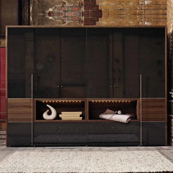 Now! Wardrobes By Hülsta Kombination 12 225,4x302x59 Cm | Kernnussbaum/Lack-Hochglanz-grau 3 Now! Wardrobes By Hülsta Kombination 12 225,4x302x59 Cm | Kernnussbaum/Lack-Hochglanz-grau