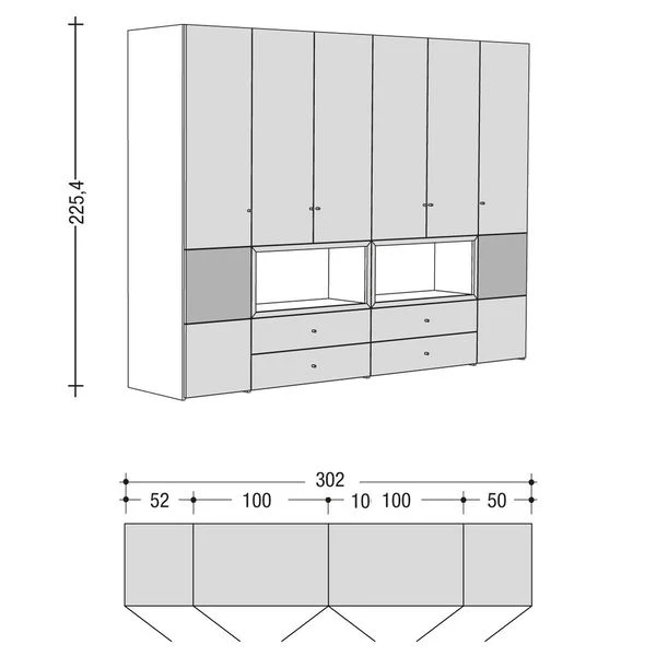 Now! Wardrobes By Hülsta Kombination 12 225,4x302x59 Cm | Kernnussbaum/Lack-Hochglanz-grau 4 Now! Wardrobes By Hülsta Kombination 12 225,4x302x59 Cm | Kernnussbaum/Lack-Hochglanz-grau – Bild 2