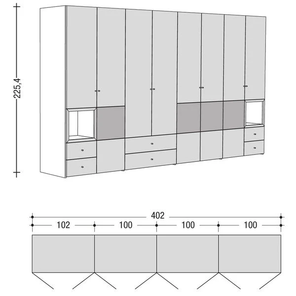 Now! Wardrobes By Hülsta Kombination 13 225,4x402x59 Cm | Kernnussbaum/Lack-grau 4 Now! Wardrobes By Hülsta Kombination 13 225,4x402x59 Cm | Kernnussbaum/Lack-grau – Bild 2