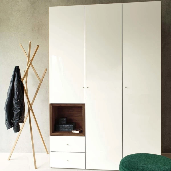 Now! Wardrobes By Hülsta Kombination 6 225,4x152x59 Cm | Kernnussbaum/Lack-Hochglanz-weiß 3 Now! Wardrobes By Hülsta Kombination 6 225,4x152x59 Cm | Kernnussbaum/Lack-Hochglanz-weiß