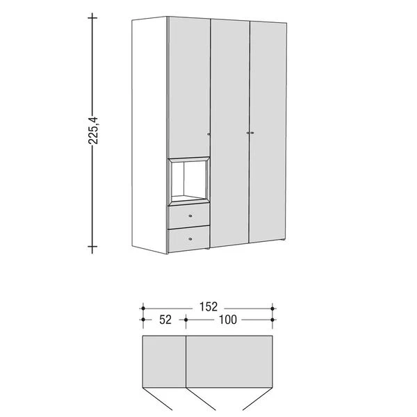 Now! Wardrobes By Hülsta Kombination 6 225,4x152x59 Cm | Kernnussbaum/Lack-Hochglanz-weiß 4 Now! Wardrobes By Hülsta Kombination 6 225,4x152x59 Cm | Kernnussbaum/Lack-Hochglanz-weiß – Bild 2