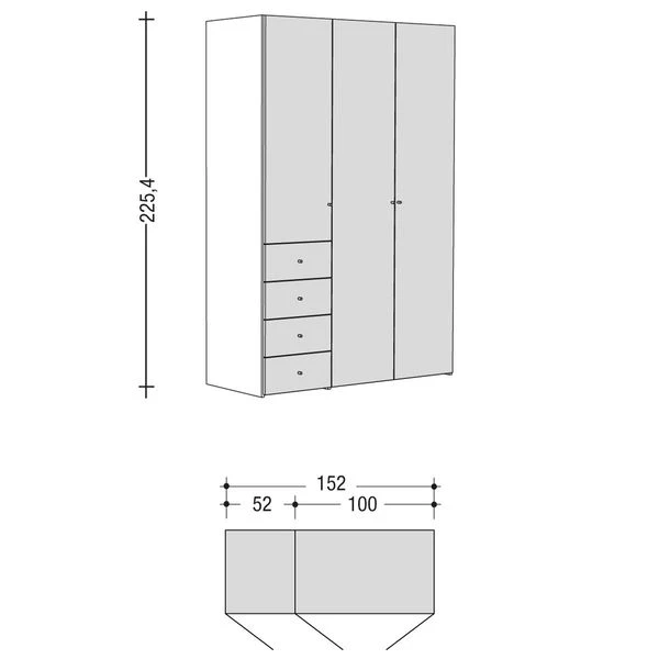 Now! Wardrobes By Hülsta Kombination 10 225,4x152x59 Cm | Lack-grau/Natureiche/Hochglanz 4 Now! Wardrobes By Hülsta Kombination 10 225,4x152x59 Cm | Lack-grau/Natureiche/Hochglanz – Bild 2
