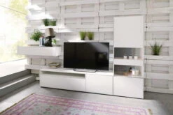 Now! By Hülsta Easy Wohnwand Lack-reinweiß 181x350x45 4-teilig