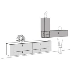 Hülsta Gentis Wohnwand 5 - Akzent Naturstamm - Breite 369,6 Cm -Hülsta gentis 5 strich