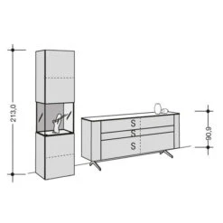 Hülsta Gentis Wohn-Kombi 7 - Akzent Naturstamm Inkl. LED-Beleuchtung Vitrine -Hülsta gentis 7 strich