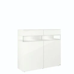 Hülsta Neo Highboard 2 Schubkästen Und 2 Türen Hochglanzlack Reinweiß