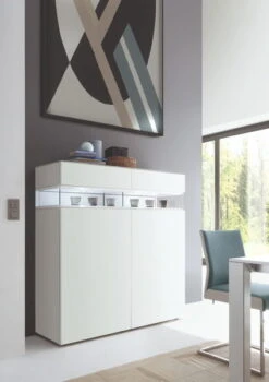 Hülsta Neo Highboard 2 Schubkästen Und 2 Türen Lack Reinweiß -Hülsta huelsta neo 134518f3
