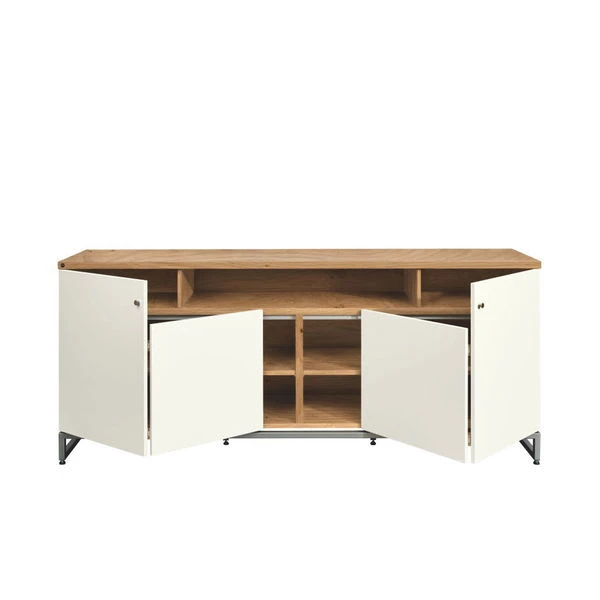 Now! Time By Hülsta Sideboard Mit Falttüren Natureiche/Lack-weiß, Metallgestell 3 Now! Time By Hülsta Sideboard Mit Falttüren Natureiche/Lack-weiß, Metallgestell