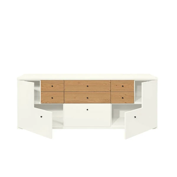 Now! Time By Hülsta Sideboard Mit Winkeltüren Natureiche/Lack-weiß 5 Now! Time By Hülsta Sideboard Mit Winkeltüren Natureiche/Lack-weiß – Bild 3