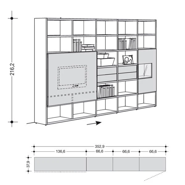 Now Time By Hülsta Kombination 14 216,2x352,9x37,9 Natureiche/Lack-weiß 4 Now Time By Hülsta Kombination 14 216,2x352,9x37,9 Natureiche/Lack-weiß – Bild 2