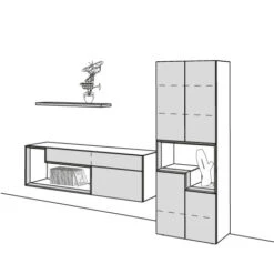 Hülsta Tetrim Wohnwand 1 - Lack-Ausführung Vitrine, Sideboard & Wandbord -Hülsta tetrim 1 strich sp