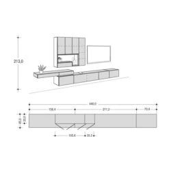 Hülsta Tetrim Wohnwand 4 - Lack-Ausführung Lowboard & Hängeelement 9 Hülsta Tetrim Wohnwand 4 - Lack-Ausführung Lowboard & Hängeelement -Hülsta tetrim 4 strich